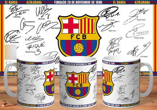 Taza Barcelona Fcb El Barca Messi Firmas Futbol Hd Art