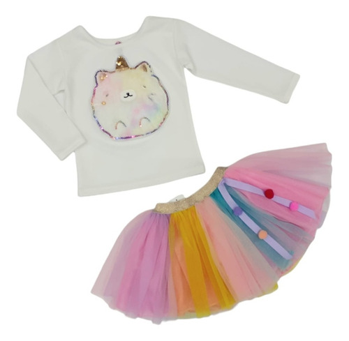 Conjunto Invierno Blusa Y Falda Niña Karamella Unicornio