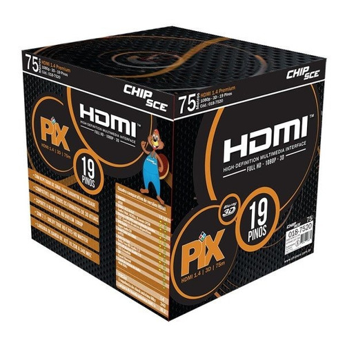 Cabo Hdmi Gold 1.4  3d Full Hd 19p 75m  Com Filtro Chip-sc