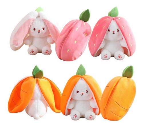 Peluche Conejo Reversible A Frutilla Kawaii Importado Suave