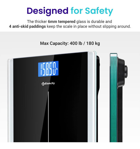 Báscula De Baño Digital 180 Kg Pantalla Lcd Retroiluminada