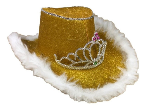 Sombrero Cowboy - Vaquera - Color Dorado Con Coronita