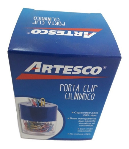 Porta Clips Artesco C/iman Cilindrico Negro