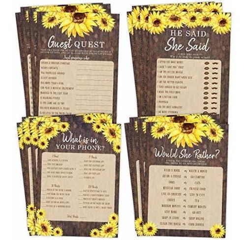 Sunflower Bridal Shower Bachelorette Games, He Said She Said