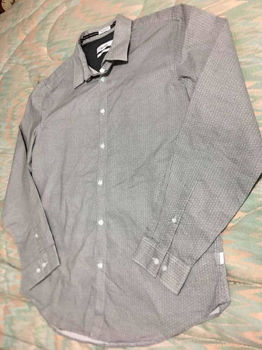 Calvin Klein Camisa Casual Para Caballero Talla L Color Gris