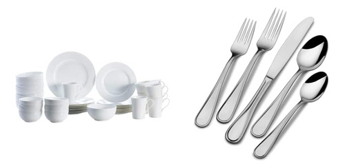 Set De Vajilla Porcelana Blanco 40 Pz Contemporary Flatware