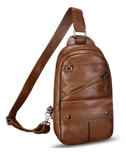 Feigitor Bolso Bandolera Cuero Genuino Hombre Mochila Retro