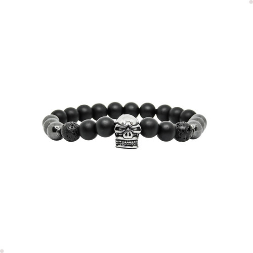 Pulsera Hombre Pogo Rockbot Onix Acero 