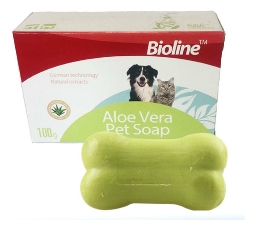 Jabon Bioline Para Mascotas En Barra De Arbol Aloe Vera