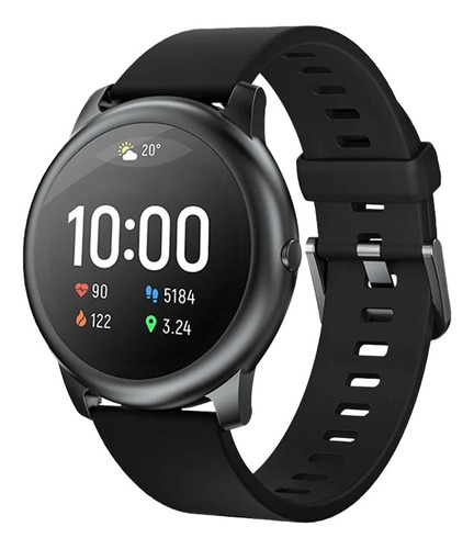 Smartwatch Haylou Solar 1.28" caja 45.3mm de  pc y abs  negra, malla  negra de  silicona LS05