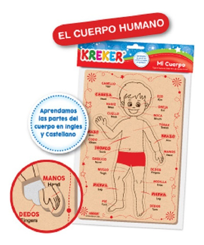 Cuerpo Humano Juego Encastre Didactico Ingles/español Kreker