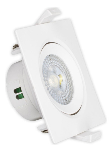 Kit 10 Spot Quadrado 5w Led Direcionável De Embutir Cor Branco Bivolt 100 - 240V