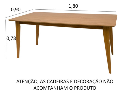 Mesa De Jantar Retangular 6 Lugares Evora 180 X 90