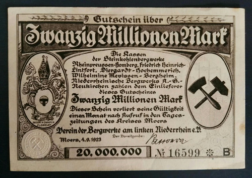 Alemania Billete De 20.000.000 Mark Año 1923 Unc