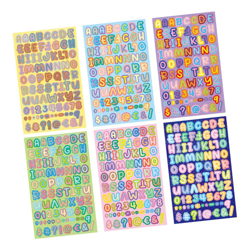 6x Pegatinas De Números Y Letras, Pegatinas De Dibujos