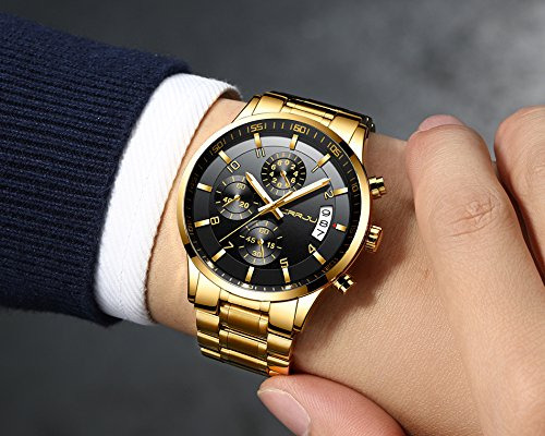Reloj Crrju Gold Business Date De Acero Inoxidable Para Homb