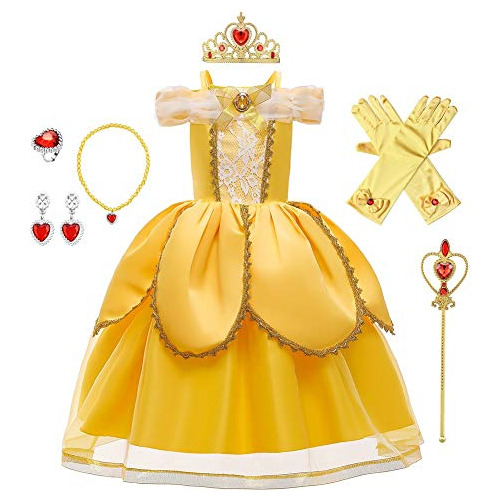 Girls Beauty Y The Beast Costume Belle Princess Fiesta ...