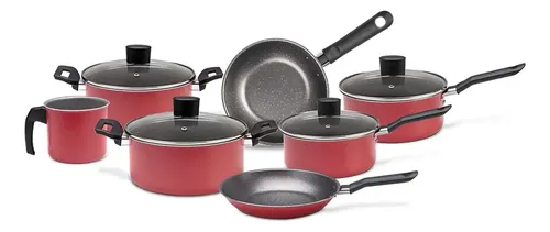 Jogo de Panelas Brinox Ceramic Life Naturalle 7 Peças Vermelho Ga...