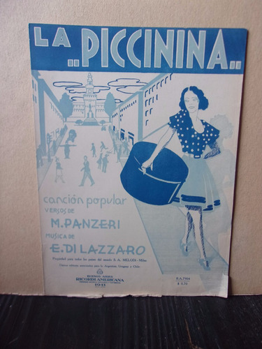 Partitura Antigua La Piccinina M Panzeri E Di Lazzaro