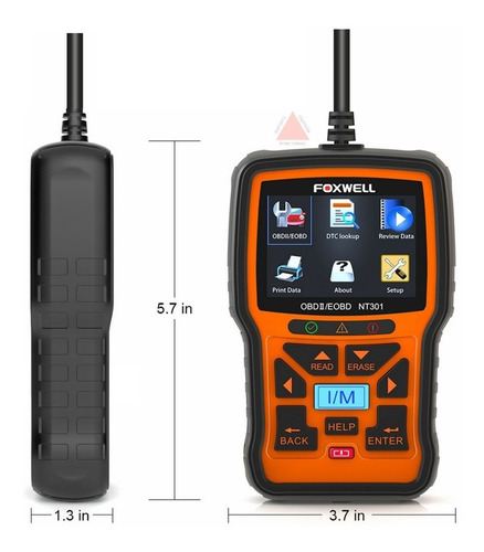 Imagem 3 de 4 de Scanner Foxwell Nt 301 Automotivo Obd 2 Idioma Em Português.