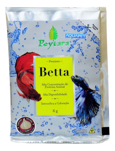 Ração Para Peixes Betta Premium 6g Poytara