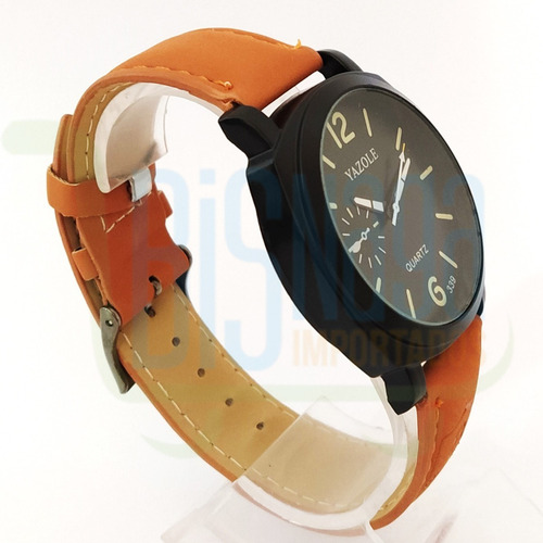 Relógio Masculino Esporte Fino Yazole Pulseira Marrom Claro