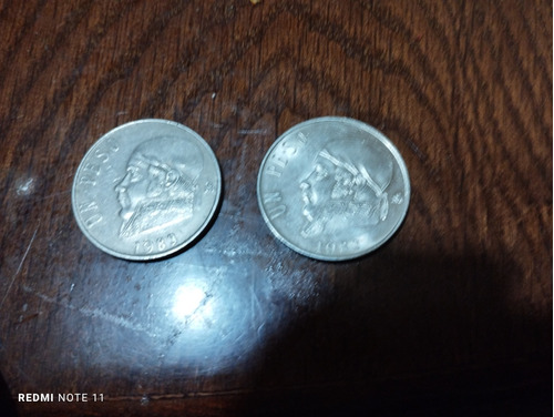  2 Monedas De Un Peso Morelos Acabado Espejo De 1983