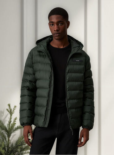 Parka Con Gorro Recycled Puffer Verde Calvin Klein