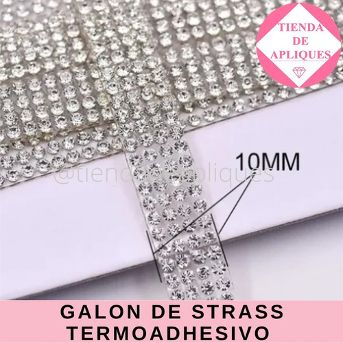 Imagen 6 de 8 de Galon Termoadhesivo Strass 3 Filas X Rollo 9,1 Mtrs Mayor