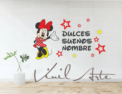 Vinil Decorativo Minnie Mouse Para Paredes Sin Grumo 