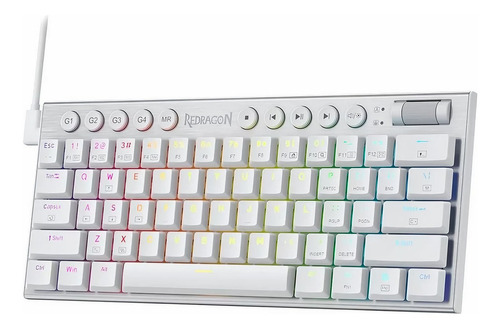 Teclado Gamer Redragon K632w-rgb Horus Mini Com Fio - Branco