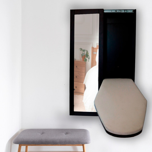 Burro De Planchado Plegable Con Espejo Mueble Compact Yunuen Compact Chocolate