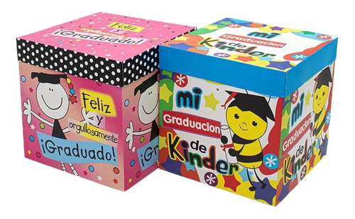 Caja Plegable Graduación Kinder 22x22cm X12