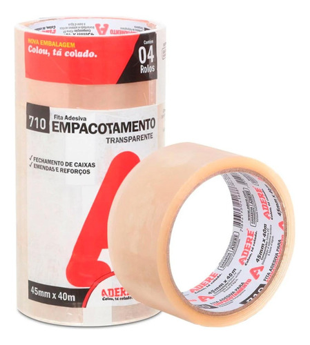 Fita Adesiva Embalagem Adere Transparente 710 - 45mm X 40m -