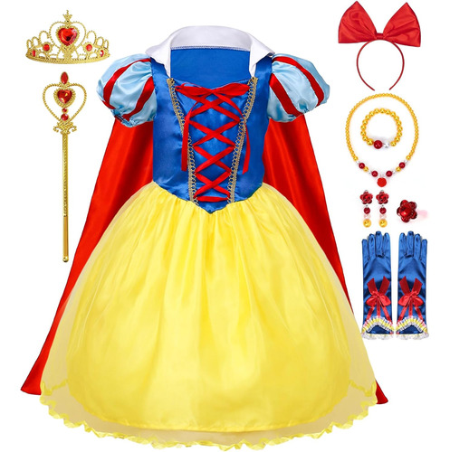 Disfraz De Blanca Nieves Para Niña Talla 6-7 Años-rojo/amari