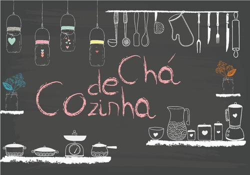 Imagem 2 de 5 de Kit Completo Painel Banner + Displays Chá De Cozinha