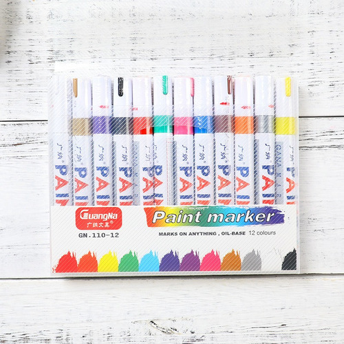 Kit de 12 rotuladores permanentes, rotuladores de pintura, marcadores de texto