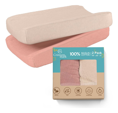 Funda Cambiadora 100 % Muselina Paquete De 2 81 X 41 Cm
