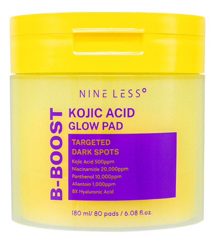 Nineless] B-boost Kojic Acid Glow Toner Pad (80 Pads) Momento De Aplicación Día/noche Tipo De Piel Todo Tipo De Piel
