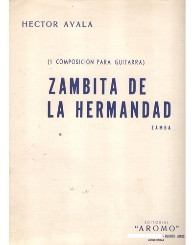 Partitura De La Zamba Para Guitarra Zambita De La Hermandad