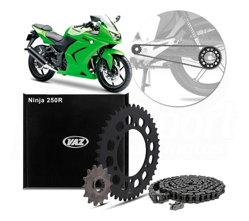 Kit Relação Transmissão C/ Retentor Kawasaki Ninja 250 Vaz