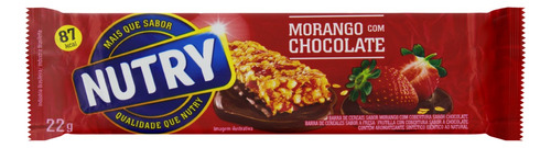 Barra de Cereal Morango Cobertura Chocolate Nutry Pacote 22g