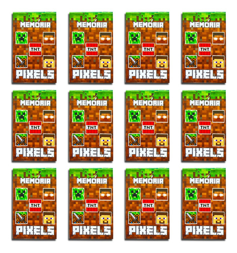  Kit 12 Com Jogos Memória Pixels Didático Lembrancinha