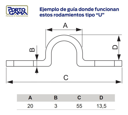 Rueda Portón Corredizo 8 Cm 330 Kg Canal U Con Soporte