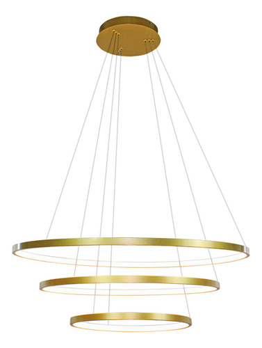 Pendente Aro Triplo 80cm Anel Led Dourado 3000k 89w Pd2032