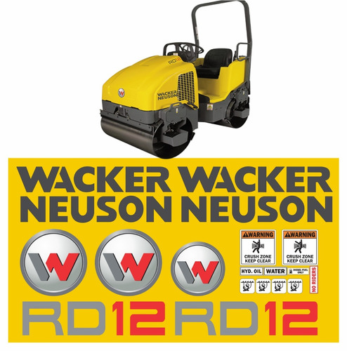 Kit Adesivo Rolo Compactador Wacker Neuson Rd12 +etiqueta Mk