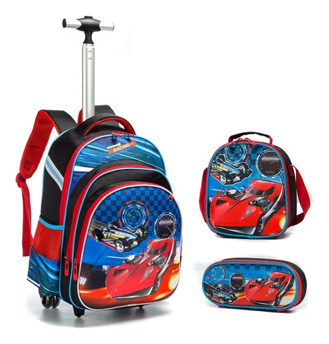 Mochila Escolar Niñas Niños Infantil Preescolar Primaria Set 3 Piezas Mochila Carrito, Lonchera Y Lapicera