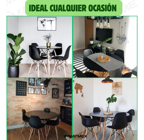 Mesa Moderna Redonda 80cm Para Hogar Y Jardín Eames