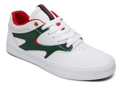 Tenis Dc Hombre Verde-blanco-rojo Kalis Vulc 27.5 Cm