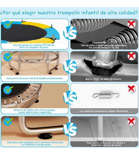 Mini Cama Trampolín Elástica Para Niños Con Accesorios